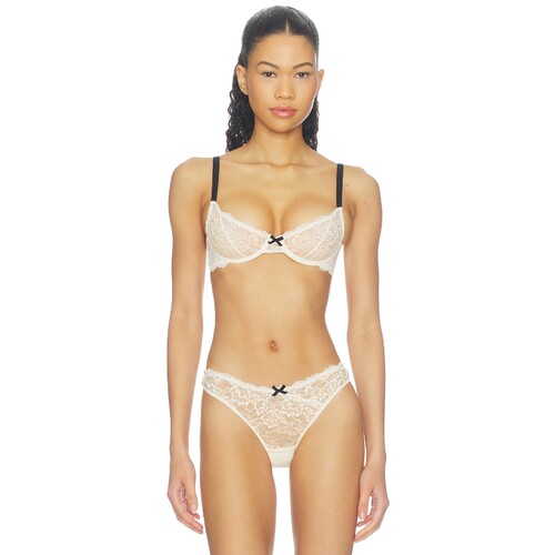 fleur du mal米白色文胸内衣蝴蝶结蕾丝法式甜美风REVOLVE