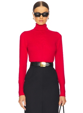 L'AGENCE FLORA 圆翻领 红色羊毛衫REVOLVE小众