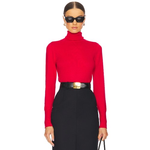 [冬季新品]L'AGENCE FLORA 圆翻领 红色羊毛衫REVOLVE小众