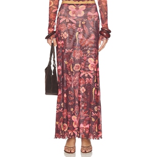 Agua 新品 Bendita BRACE 红色REVOLVE小众新款 半身裙 春季