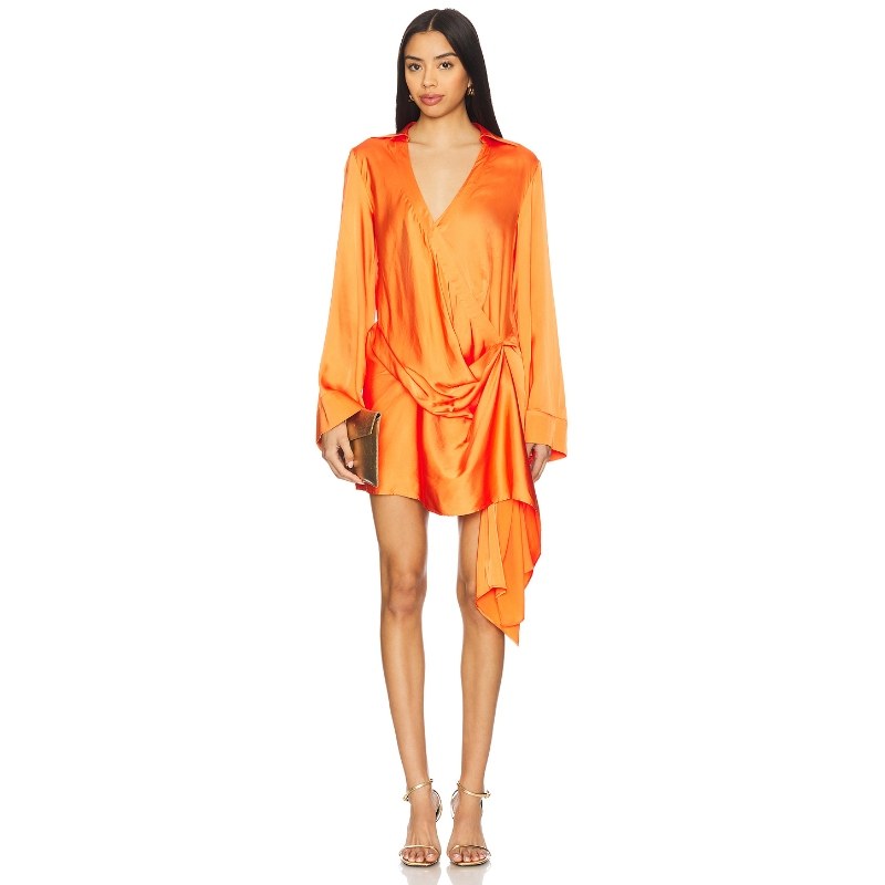 Significant Other ELAINA 裹身裙 橙色REVOLVE小众新款