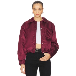 [春节穿搭]Steve Madden 酒红色夹克简约巴恩风短款外套REVOLVE