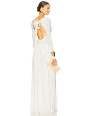 maymay同款Helsa露背系带针织连衣裙保暖奶油色长裙老钱风REVOLVE