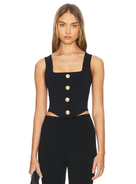 L'AGENCE Saga Square Neck Knit 黑色REVOLVE小