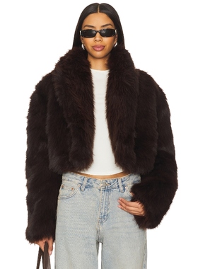 AFRM STEPHANIE 短款人造革夹克 棕色 美式休闲风REVOLVE小众新款