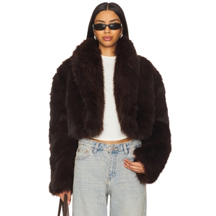 AFRM STEPHANIE 短款人造革夹克 棕色 美式休闲风REVOLVE小众新款