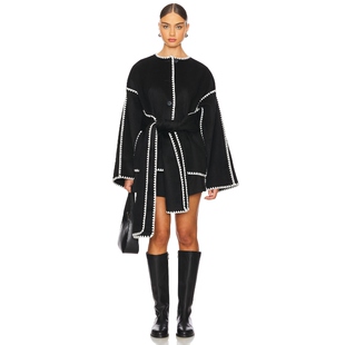 Tularosa BAILEY 毛呢外套黑色收腰显瘦短款大衣REVOLVE小众新款