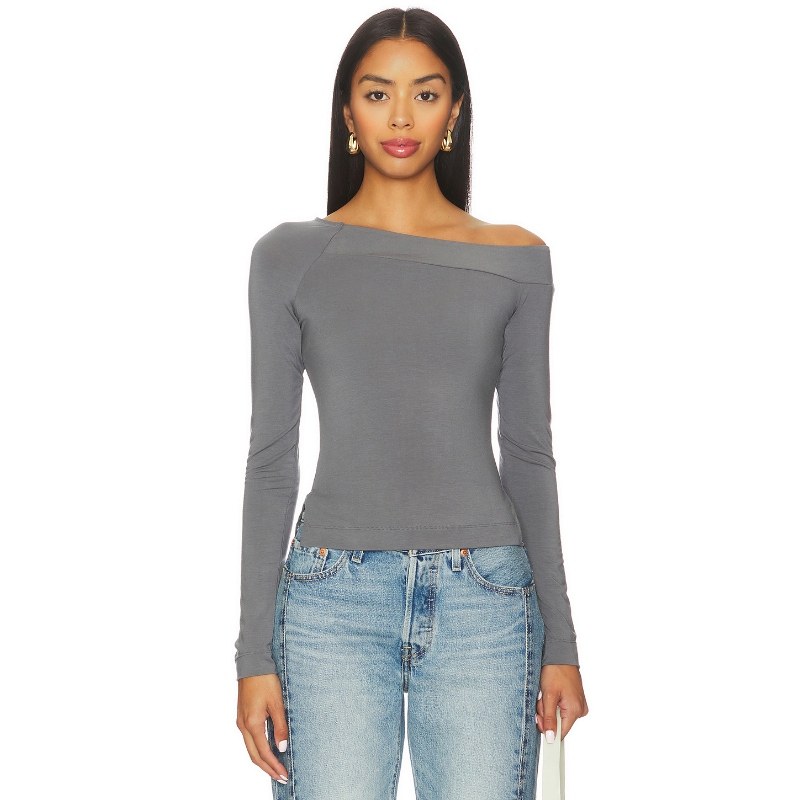 [冬季内搭]Free People 长袖T恤斜肩设计性感修身上衣REVOLVE新品