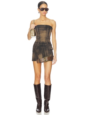 MARRKNULL DISLOCATED 裙子 棕色REVOLVE小众新款