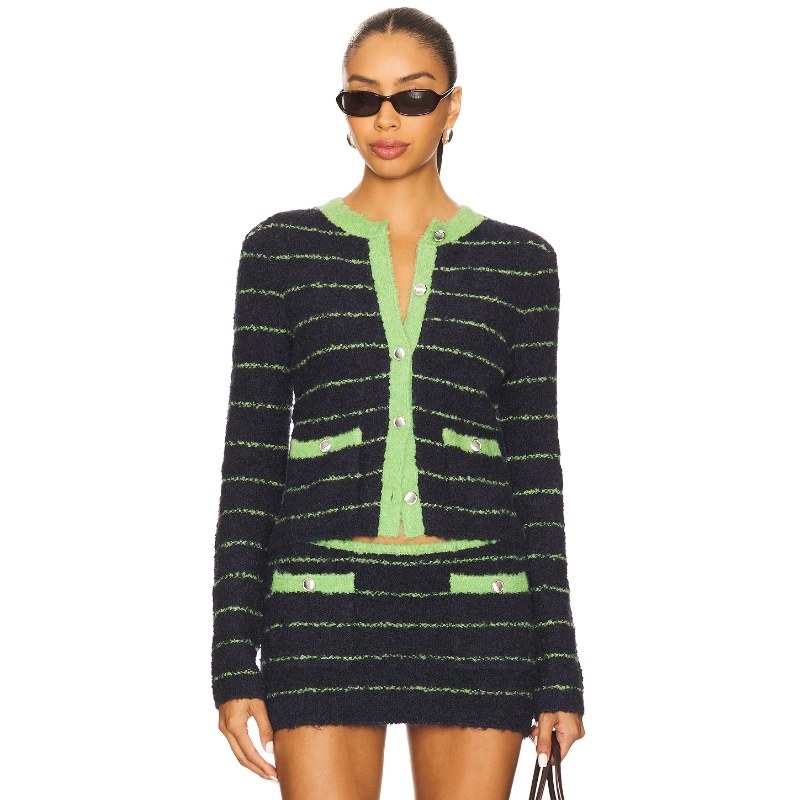 [早秋新品]GUIZIO AURELIE 开衫 藏青色羊毛衫REVOLVE小早秋