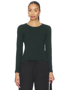 LESET Pointelle Slim Fit Long Sleeve 深绿色REVOLVE小众新款