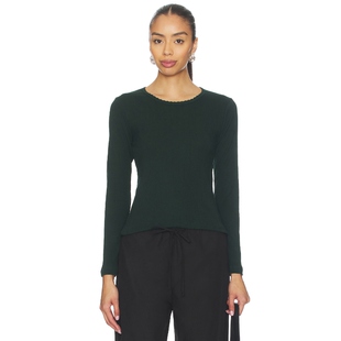 LESET Pointelle Slim Fit Long Sleeve 深绿色REVOLVE小众新款