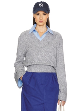 Helsa毛衣灰色宽松休闲针织衫叠穿长袖上衣羊毛衫REVOLVE冬季保暖