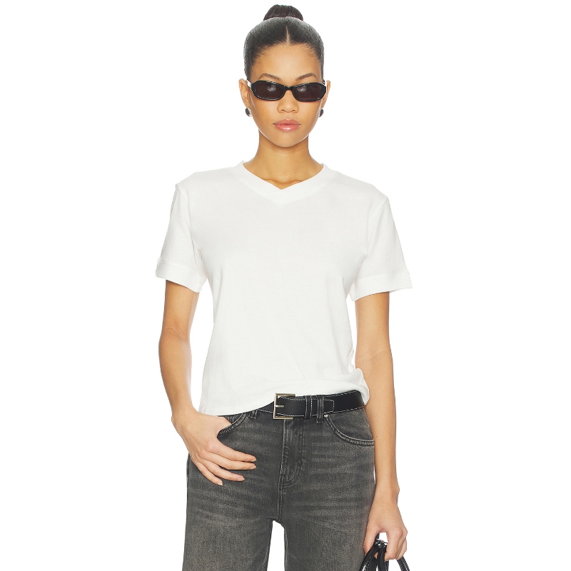 EB Denim HENRY V NECK TEE 上装 白色 y2k辣妹风REVOLVE小众新款