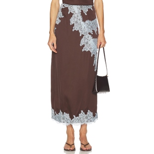 Never Fully Dressed MELANIE 半身裙 棕色REVOLVE小众新款