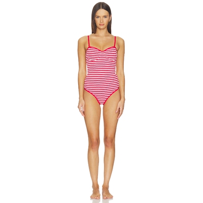 BEACH RIOT甜美风早秋新品红色细肩带连体泳衣海边度假REVOLVE