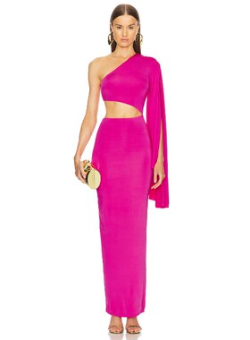 Michael Costello AALIYAH 针织长裙 桃紅色REVOLVE小众新款