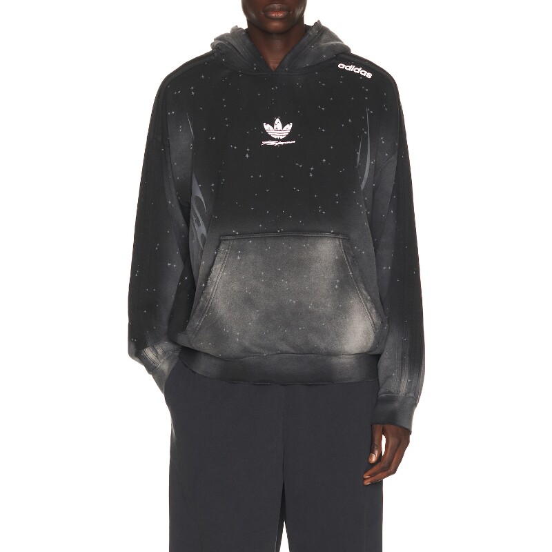 adidas Originals黑色上衣印花连帽长袖简约风运动卫衣REVOLVE