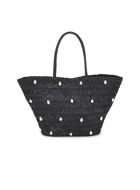 [冬季新品]LSPACE草编手提包黑色贝壳装饰托特包REVOLVE新款