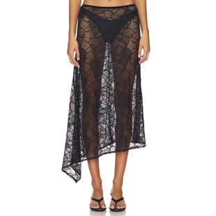 FLEUR 性感风REVOLVE小众新款 MIDI 黑色 半身裙 LIONESS