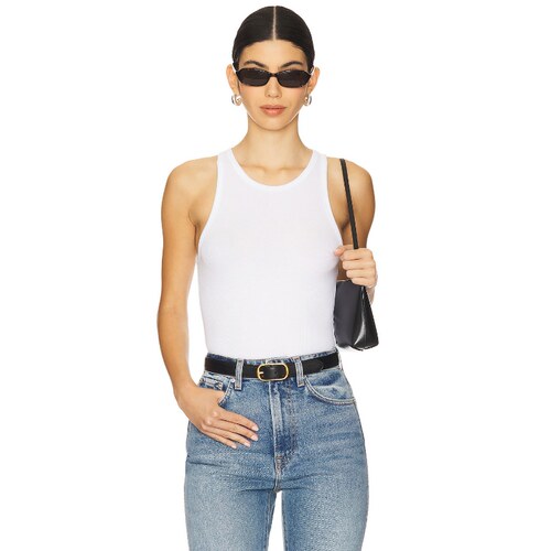Favorite Daughter白色上衣挖肩通勤风早秋新品修身T恤REVOLVE