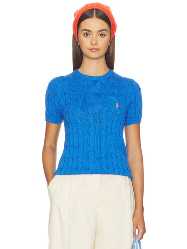 [春季新品]Polo Ralph Lauren蓝色毛衣口袋刺绣通勤上装REVOLVE