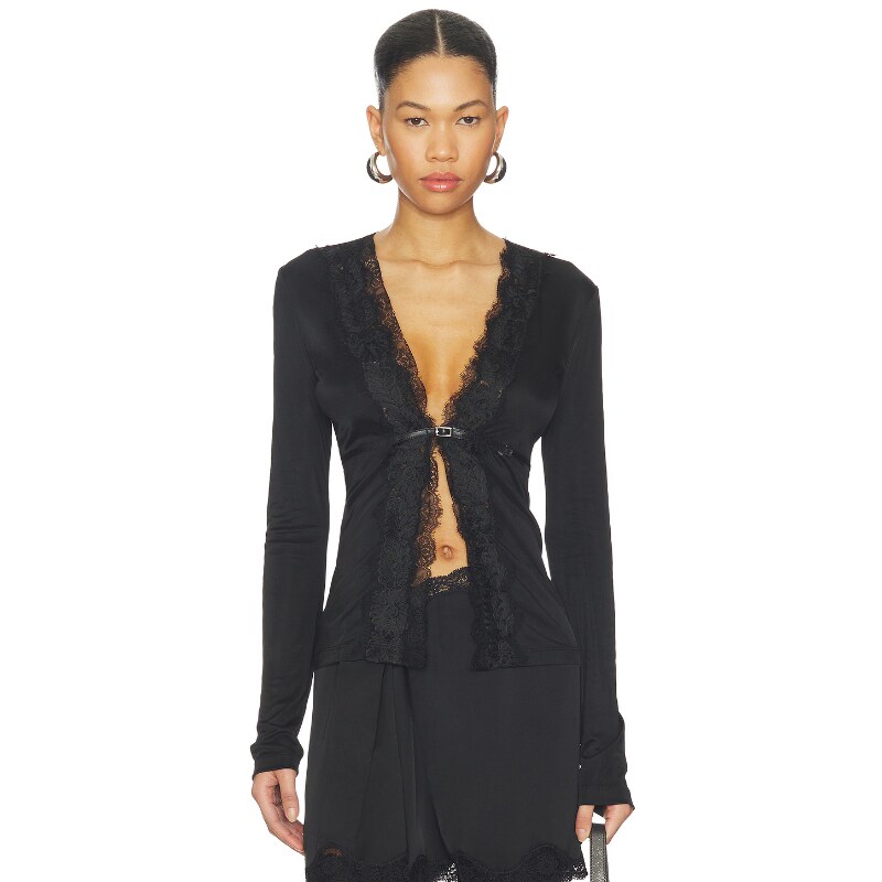 Vaillant 蕾丝开衫上衣 黑色 y2k辣妹风REVOLVE小众新款