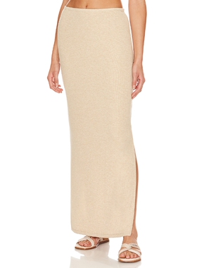 LNA STEPH 罗纹半身裙 revolve小众新款 棕黄色