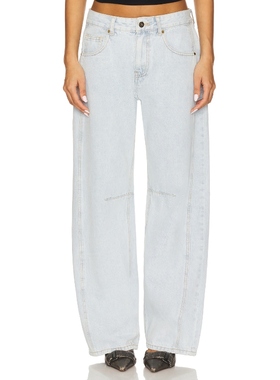 [冬季新品]LIONESS 牛仔裤浅蓝色阔腿裤简约弯刀裤REVOLVE小众