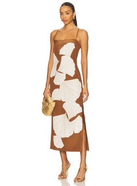 Veronica Beard PETRA 中长款连衣裙 棕黄色REVOLVE小众新款