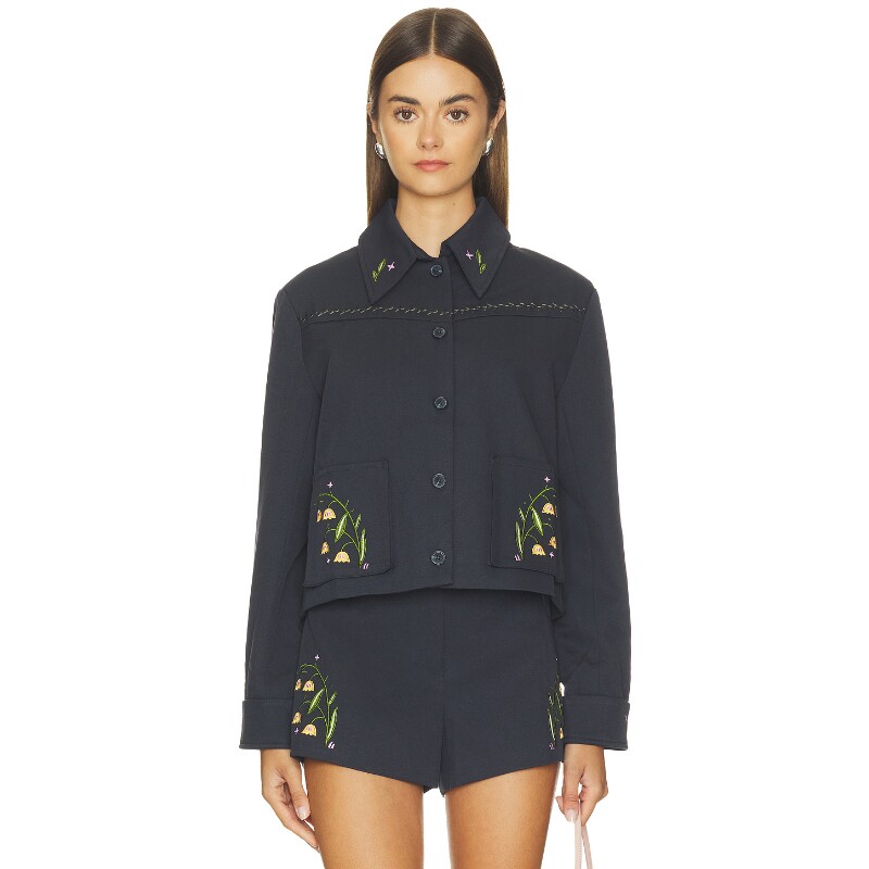 ASTR the Label藏青色上衣碎花刺绣甜美风秋冬新品西装REVOLVE