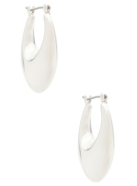 Ettika CHUNKY OVAL HOOPS 圆环耳饰 金属银色REVOLVE小众新款