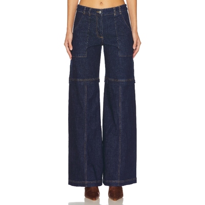 [冬季新品] Amanda Uprichard阔脚牛仔裤蓝色丹宁REVOLVE小众新款