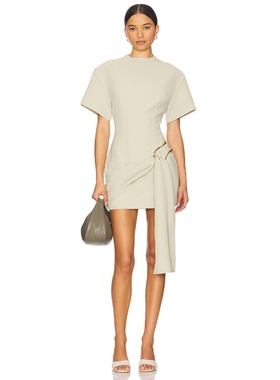 LIONESS金属扣装饰短袖连衣裙收腰修身短裙都市通勤风REVOLVE