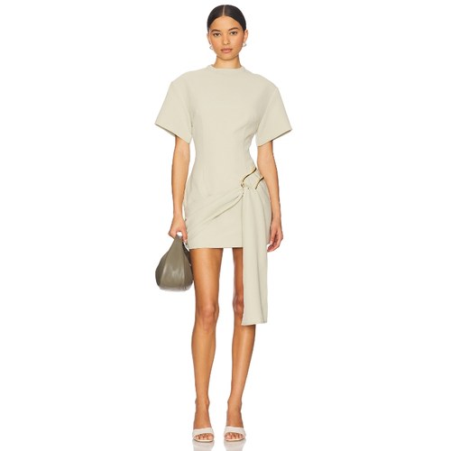 LIONESS金属扣装饰短袖连衣裙收腰修身短裙都市通勤风REVOLVE