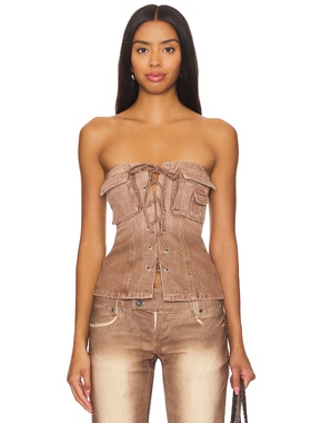 superdown JASMINE 上装 棕色 y2k辣妹风REVOLVE小众新款