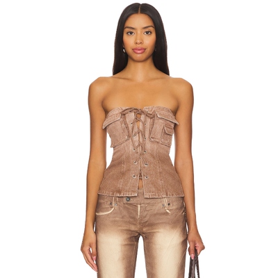 superdown JASMINE 上装 棕色 y2k辣妹风REVOLVE小众新款