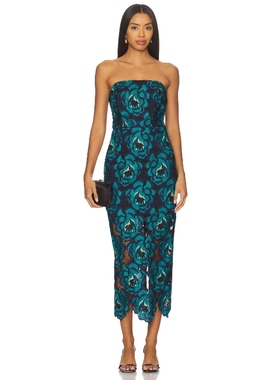 [冬季新品]MILLY Kait Bloom Dress 蓝绿色REVOLVE小众