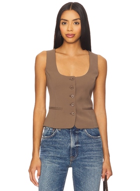 Bardot Azilia Button Through Top 棕色 y2k辣妹风REVOLVE小众新