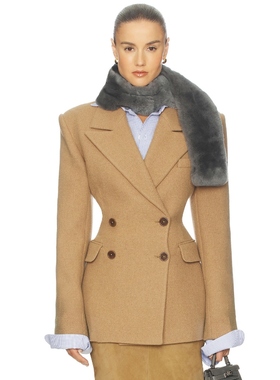 Helsa 西装夹克棕黄色 静奢风老钱风收腰外套REVOLVE小众新款