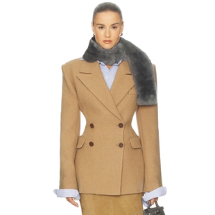 Helsa 西装夹克棕黄色 静奢风老钱风收腰外套REVOLVE小众新款