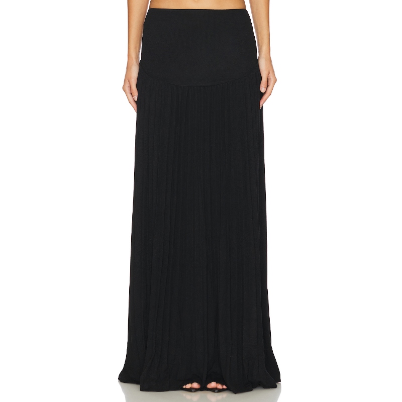 LIONESS 长款半身裙黑色静奢风显瘦低腰百褶裙REVOLVE小众新款