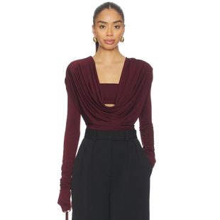 COWL 红色 NECK 上装 y2k辣妹风REVOLVE小众新 BANDEAU Lapointe