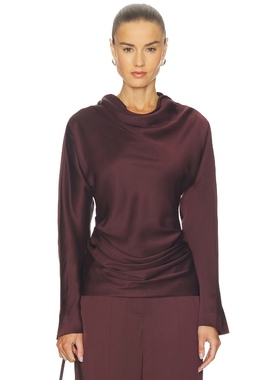 SIMKHAI Victoria Long Sleeve Draped Top 紫色REVOLVE小众新款