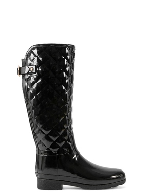 Hunter REFINED GLOSS QUILT 雨靴 黑色 y2k辣妹风女款REVOLVE小