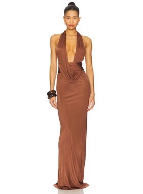 retrofete PAYTON 裙子 巧克力色 性感礼服REVOLVE小众新款