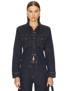 PISTOLA Thea Shrunken Denim Shacket 蓝色 y2k辣妹风REVOLVE小