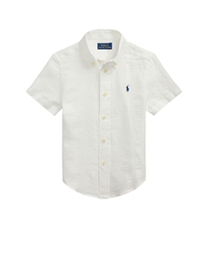 Polo Ralph Lauren 短袖亚麻运动衬衫 revolve小众新款 白色