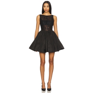 Neck Boat Mini Dress AMUR 黑色REVOLVE小众新款 Lainey