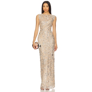 and 金属银色薄纱连衣裙REVOLVE新款 Banco 型性感长裙 修身 Bronx